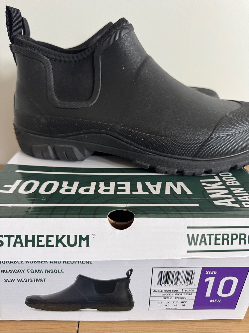 Staheekum Men’s Black Waterproof Ankle Rain & Snow Boots